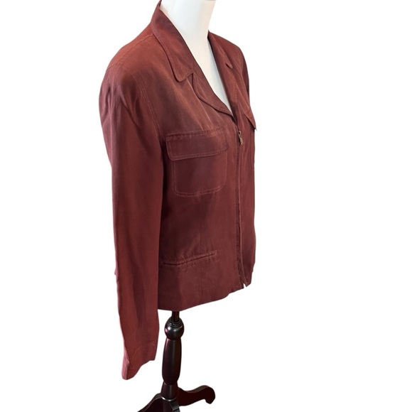 August Silk Full Zipper Jacket in Burnt Sienna Women’s Size Medium - Picture 2 of 7